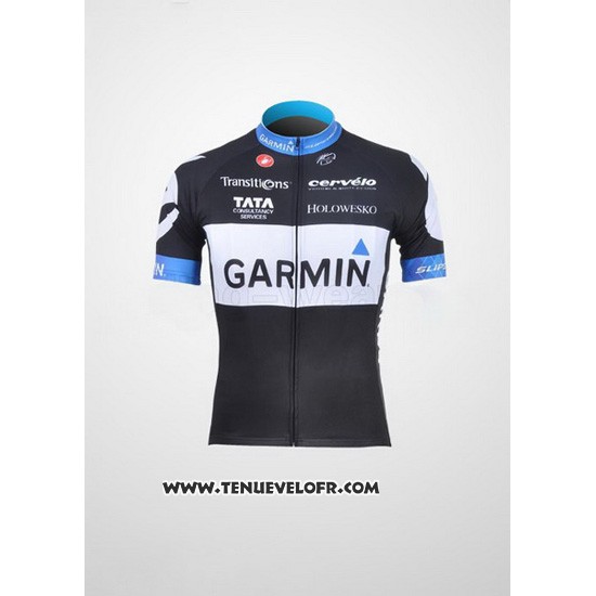 2011 Maillot Ciclismo Garmin Cervelo Blanc et Noir Manches Courtes et Cuissard